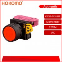 HOKOMO RED PUSH BUTTON FLUSH,  22MM ~ MOMENTARY TYPE ~ 1NC , (KW1B-M1E01R)