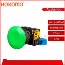 HOKOMO 22MM GREEN COLOR MOMENTARY MUSHROOM HEAD PUSH BUTTON, 1NO, (KW1B-M4E10G)