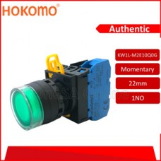 HOKOMO 22MM GREEN COLOR MOMENTARY ILLUMINATED PUSH BUTTON SWITCH WITHOUT LAMP, 1 NO (KW1L-M2E10Q0G)